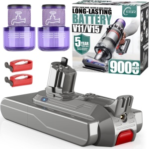 EGR Upgraded 4600mAh V8 Replacement Battery Compatible with Dyson V8 Battery SV10 V8 Absolute V8 Animal V8 Fluffy V8 Motorhead Cordless Vacuum with 2 Filters